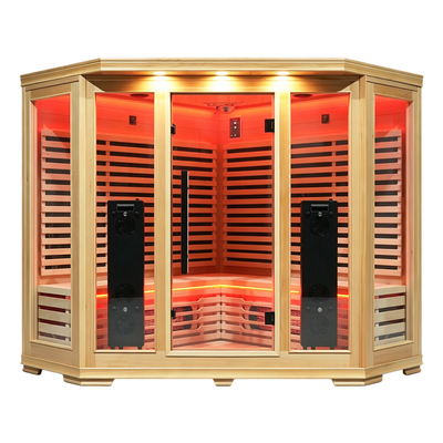 Blisspod I Vienna RED I All-In-One - Full Spectrum + Red Light I Indoor Corner Premium Sauna I 4-5 Person