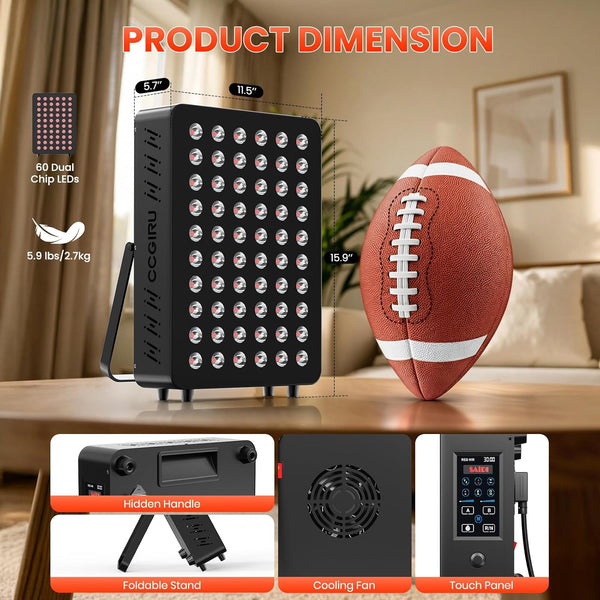 Red Light Therapy Panel with TENS & EMS, Stand Included