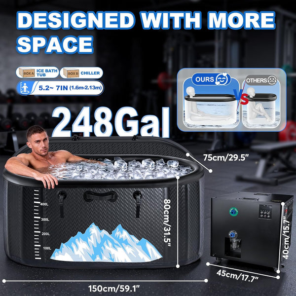 Inflatable Cold Plunge Tub with Chiller, 248 Gallon